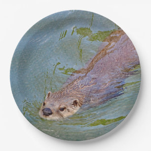 Otter Swimming Wildlife Photo Paper Plate