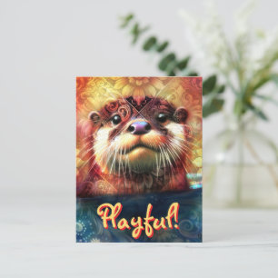 Otter Symbolism Floral Sunflowers Personalized Postcard