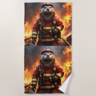 Otter The Fire Fighter, Beach Towel