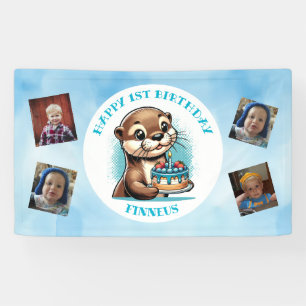 Otter Themed Boy's First Birthday Personalized Banner