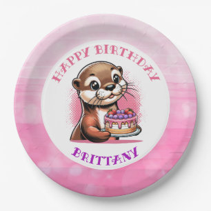 Otter Themed Girl's Birthday Party  Paper Plate