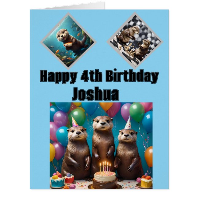 Otter Triplets Anniversaire, Carte Anniversaire (Devant)
