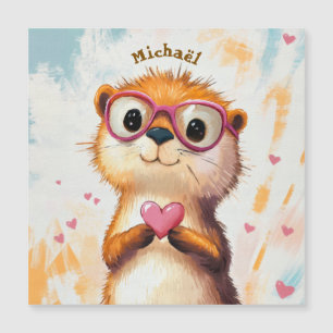 Otter Valentine's Day Heart Badge Kids School