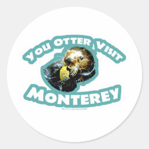 Otter visit Monterey Classic Round Sticker