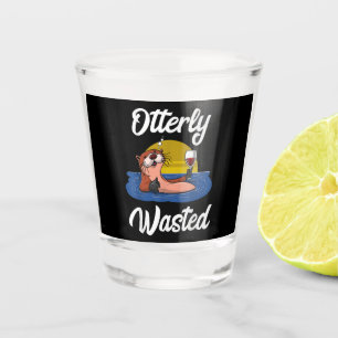Otter Wasted Otter Wine Drinking Party Funny Gift Shot Glass