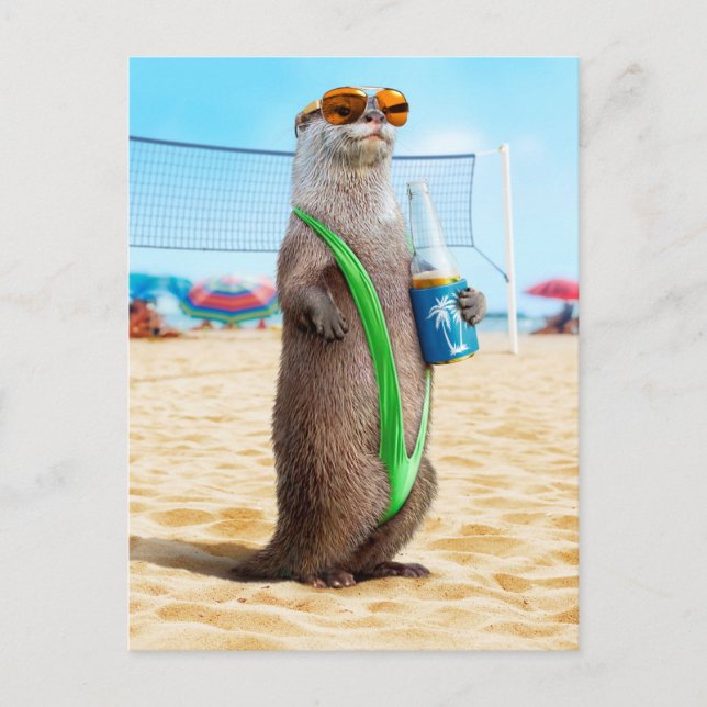 Otter Wearing Mankini Invitation Postcard (Front)