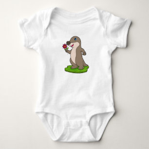 Otter with Flower Baby Bodysuit