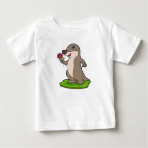 Otter with Flower Baby T-Shirt