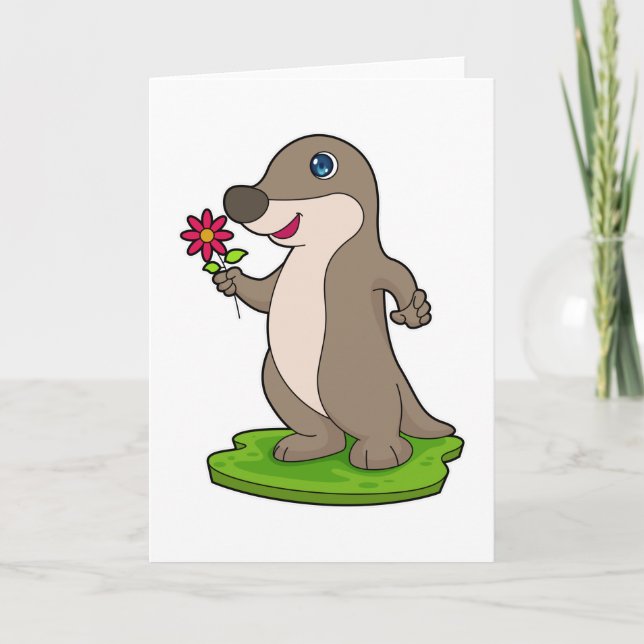 Otter with Flower Card (Front)