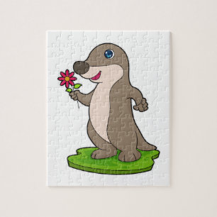 Otter with Flower Jigsaw Puzzle