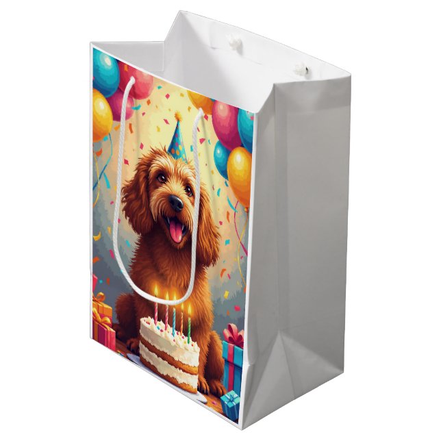 Otterhound Birthday Celebration Medium Gift Bag (Front Angled)