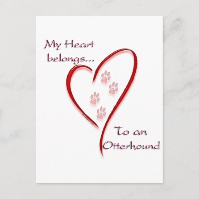 Otterhound Heart Belongs Postcard (Front)
