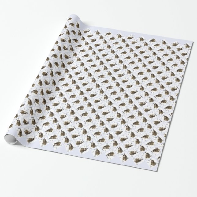 Otterhound History Design Wrapping Paper (Unrolled)