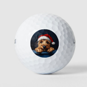 Otterhound In A Santa Hat Golf Balls