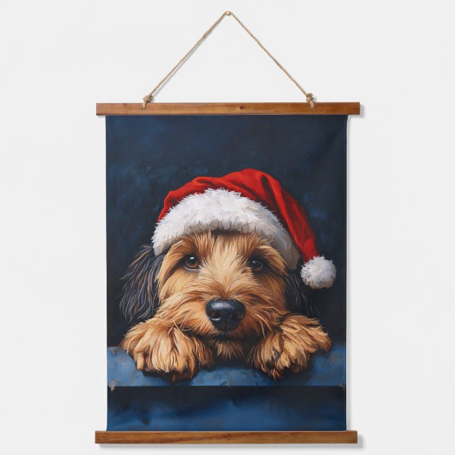 Otterhound In A Santa Hat Hanging Tapestry (Front)