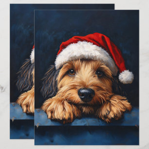 Otterhound In A Santa Hat Scrapbook Paper