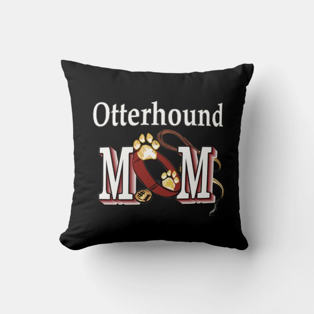 Otterhound Mom Throw Pillow (Front)