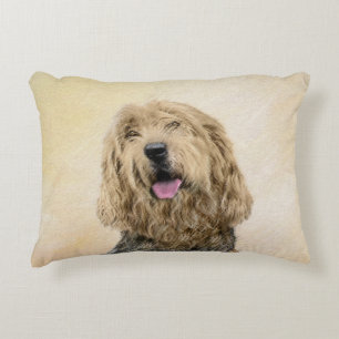 Otterhound Painting - Cute Original Dog Art Accent Pillow