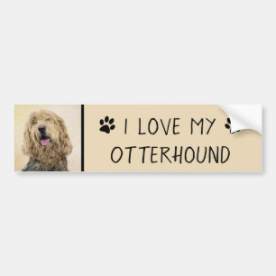 Otterhound Painting - Cute Original Dog Art Bumper Sticker