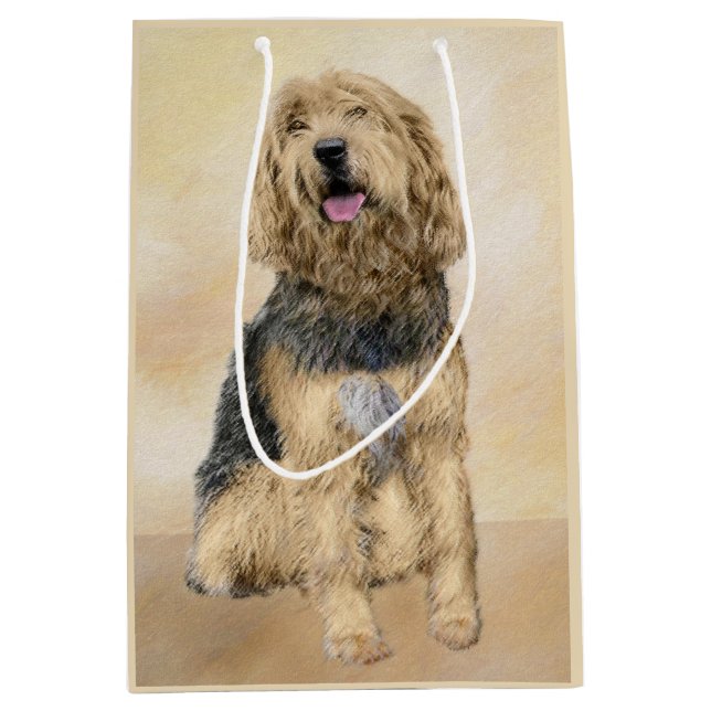 Otterhound Painting - Cute Original Dog Art Medium Gift Bag (Front)