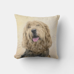 Otterhound Painting - Cute Original Dog Art Outdoor Pillow