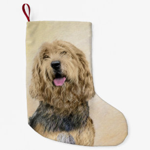 Otterhound Painting - Cute Original Dog Art Small Christmas Stocking
