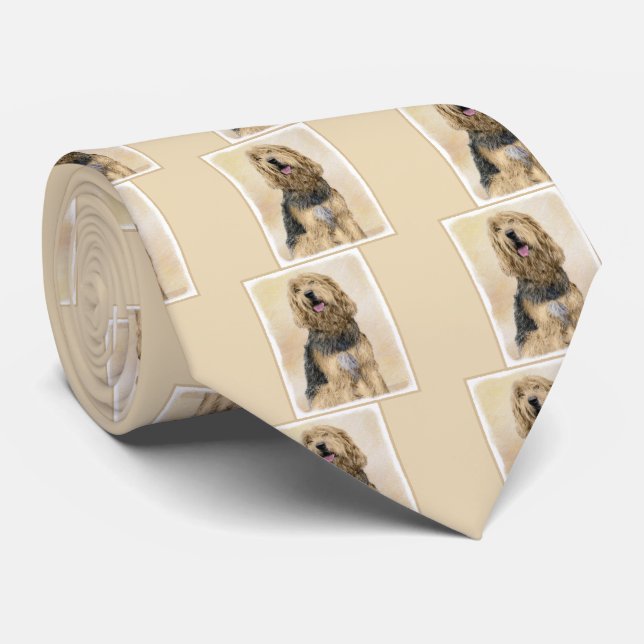 Otterhound Painting - Cute Original Dog Art Tie (Rolled)