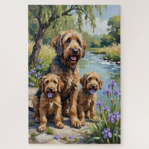 Otterhound Riverside Iris Art Jigsaw Puzzle