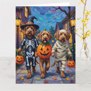 Otterhound Trick-or-Treating in Halloween Costumes Card