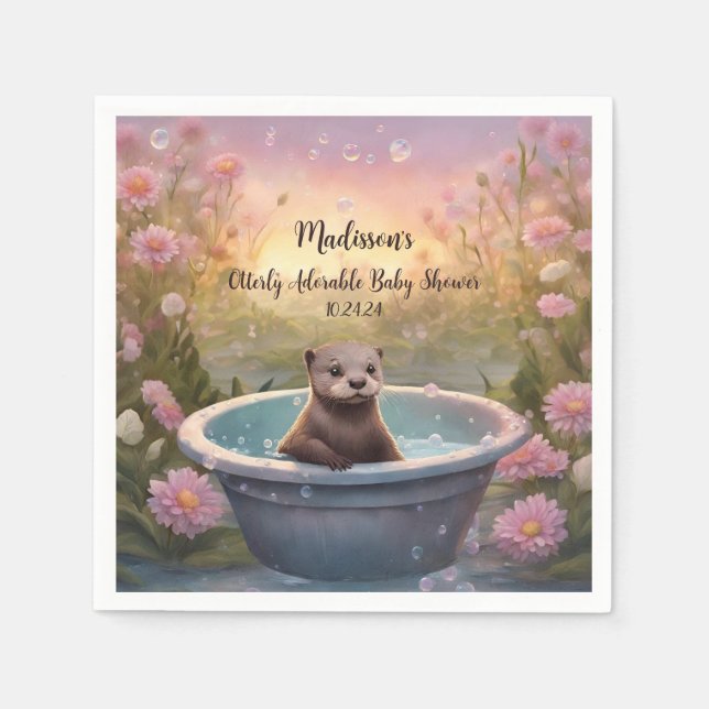 Otterly Adorable Baby Shower Napkin (Front)