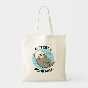 Otterly Adorable Cute Floating Otter Pun Tote Bag