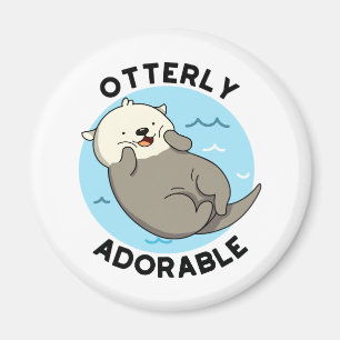 Otterly Adorable Funny Floating Otter Pun Magnet