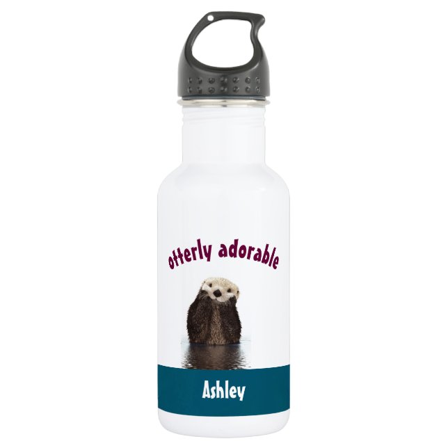 Otterly Adorable Pun with Cute Otter Photo 532 Ml Water Bottle (Front)