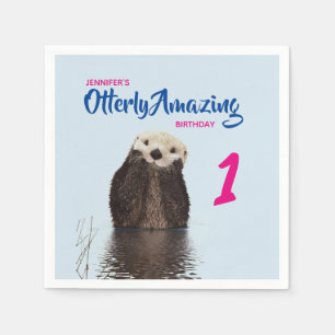 Otterly Amazing Birthday Cute Otter Photo Napkin