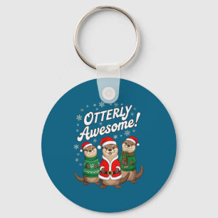 Otterly Awesome! Christmas Otter Design For Holida Keychain