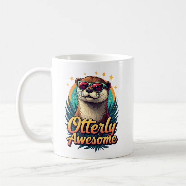 Otterly Awesome, Funny Sea Otter Lover Coffee Mug (Left)