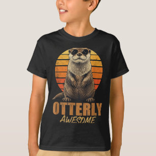 Otterly Awesome Retro Sunset Sea Otter Lover Graph T-Shirt