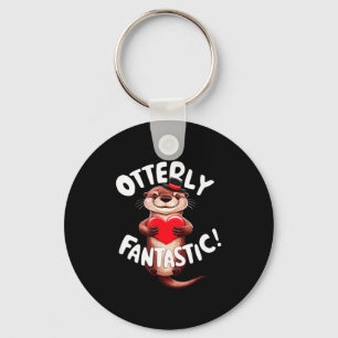 Otterly Fantastic Funny Sitive Quote Sea Lover Pun Keychain