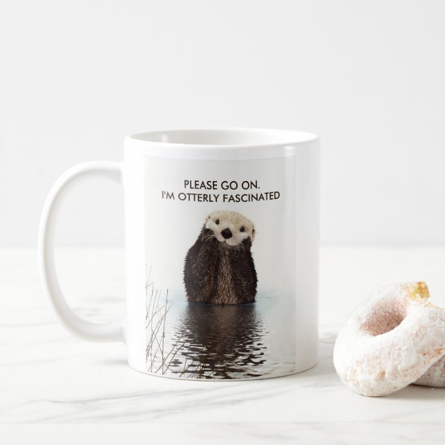 Otterly Fascinated Funny Pun Coffee Mug (With Donut)