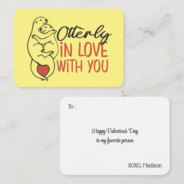 Otterly in Love Funny Pun Cute Valentine's Day Card (Front/Back)