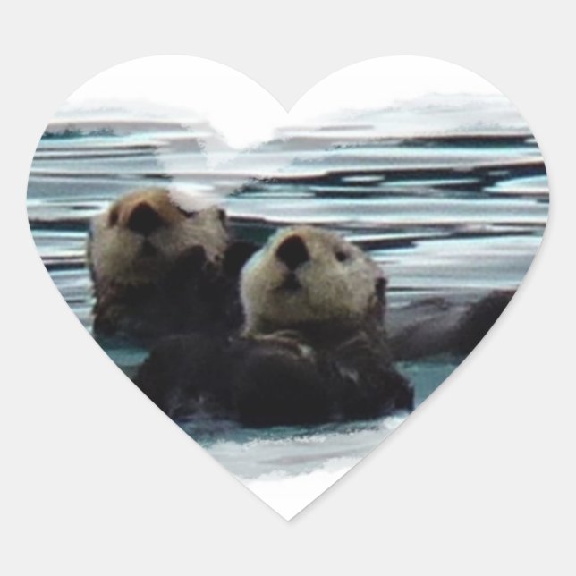 otterly in Love sea otter heart sticker (Front)