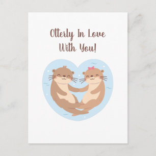 Otterly In Love With You, Cute Otter Love Pun Postcard