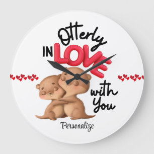 Otterly in Love with You! - Cute Valentine's Day  Large Clock