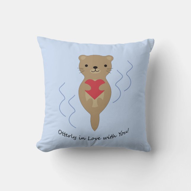Otterly in Love with You Otter Throw Pillow (Front)