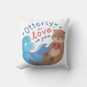 Otterly in Love with You Throw Pillow