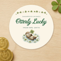Otterly Lucky St Patrick's Day Classroom Sticker