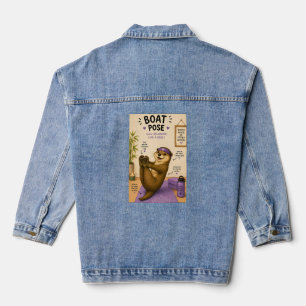 Otterly Relaxing Boat Pose, Dark Lilac  Denim Jacket