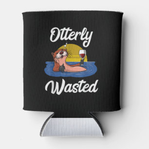 Otterly wasted otter wine drinking party funny can cooler