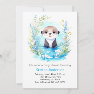 Otterly Whimsical Wildflower Boy Baby Shower Invitation
