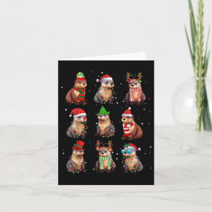 Otters Christmas Lights Decoration Funny Sea Otter Card